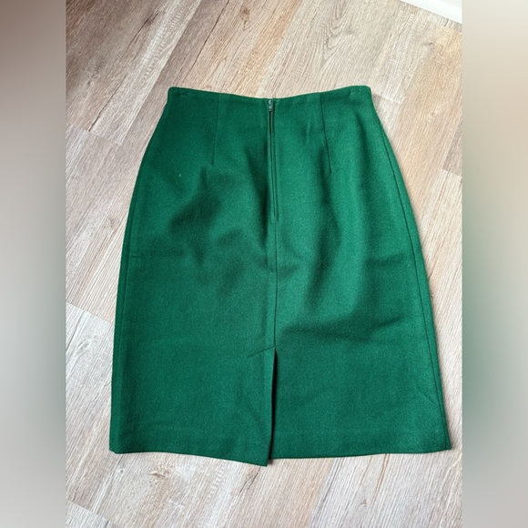 VTG Ilyse Hart LTD 100% Wool Skirt Pencil Skirt Green Festive Hippie Size 28 - Picture 6 of 9